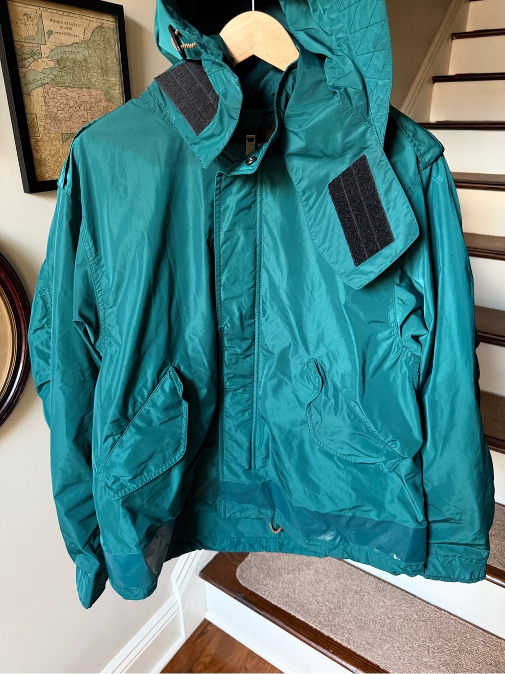 Men's Burberry Teal Hooded Windbreaker Jacket